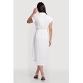 thumbnail image 3 of Women's Crepe Knit Button Front Belted Shirt Dress, 3 of 3