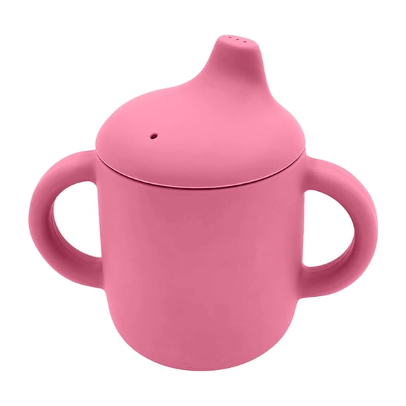 Silicone Sippy Cup & Training Cup for Baby - No Spill Toddler Cup with Duckbill Lid, Anti-Fall Double Handles, Dishwasher & Microwave Safe | Infant Learning Drink Cup & Snack Cup with Straw