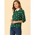 thumbnail image 3 of DARING DIVA Blouses 3/4 Sleeves Solid Office Work Tops M Dark Green, 3 of 6