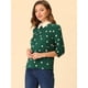 thumbnail image 3 of Disfraz de Halloween para Mujer Allegra K Blusa de Lunares con Cuello Peter Pan 3/4 Mangas Verde Oscuro S, 3 of 5