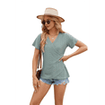thumbnail image 1 of Camisetas con Cuello en V y Bordado de Ojales para Mujer, Blusas Casuales y Bonitas de Verano, Ropa de Playa A para Vacaciones Verde Oscuro L, 1 of 7