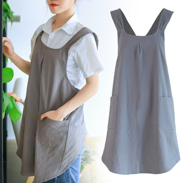 Oliegs Korean Style Retro Shoulder With Women's Apron Home Comfort Overalls Kitchen Clean Gray