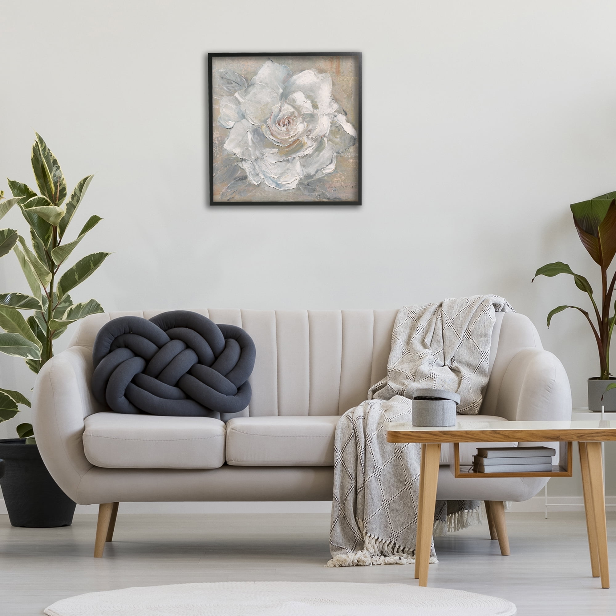 Stupell Industries Paint Streak Rose Botanical & Floral Painting Black Framed Art Print Wall Art, 24 x 24