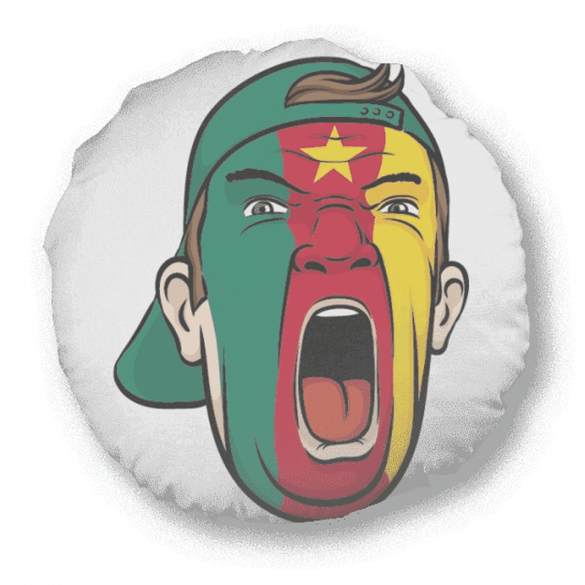 Drapeau du Cameroun Tête du Visage Chapeau Écrasant Ronde Jeter Oreiller Décoration Coussin