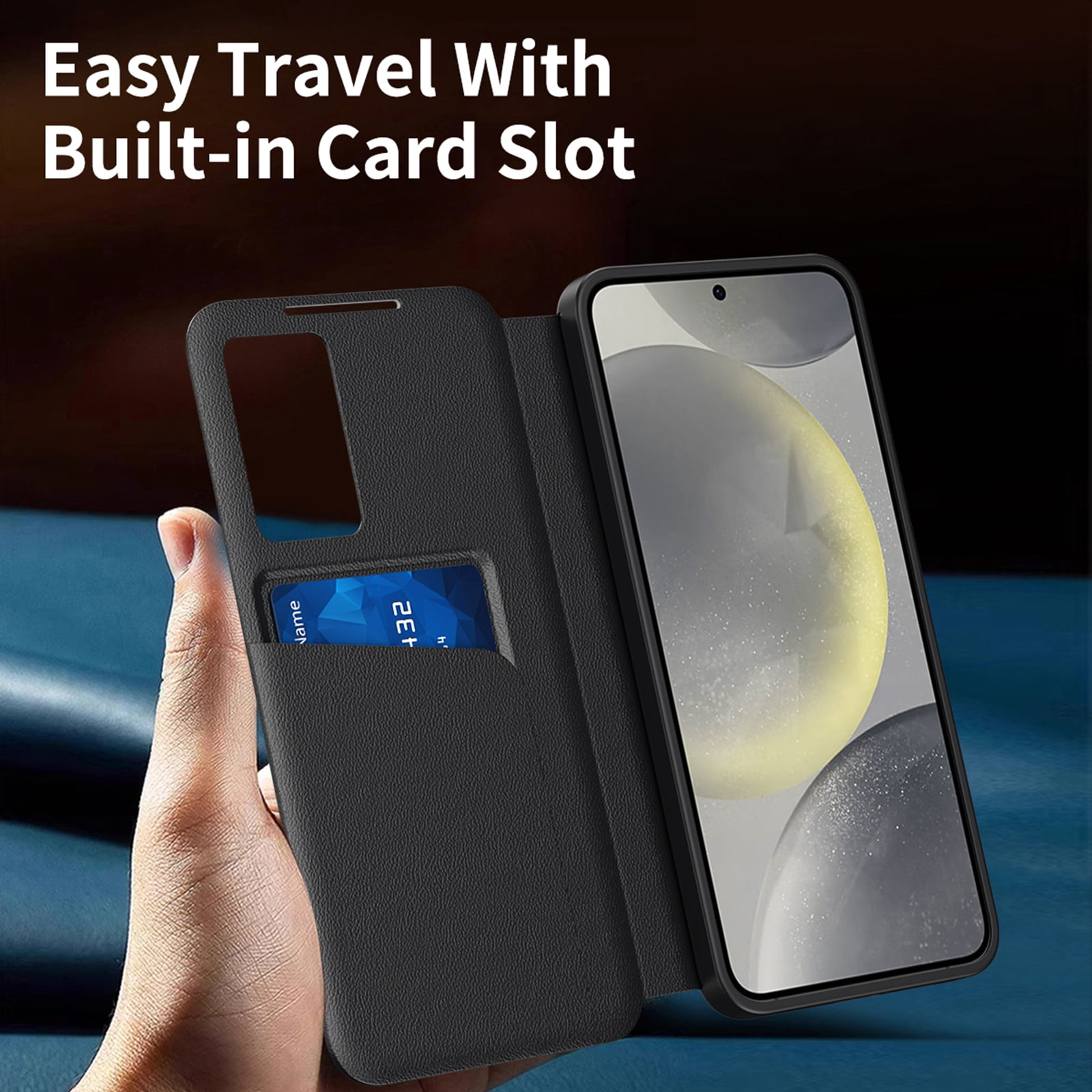 Decase Smart Window Folio Case for Samsung Galaxy S26 Ultra,PU Leather Flip Cover with Card Slot,Shockproof Wallet Phone Case,Black