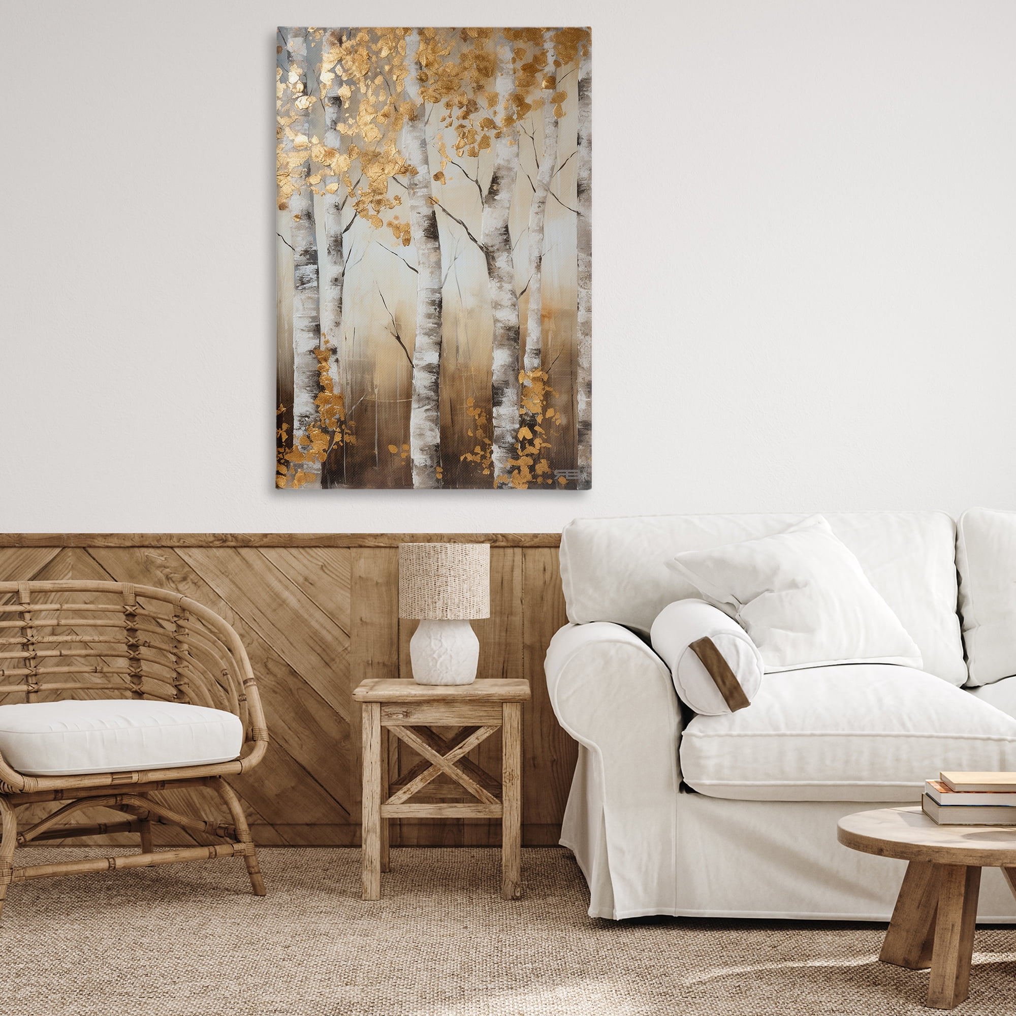 Stupell Industries Fall Foliage Birch Landscape Painting Gallery Wrapped Canvas Art Print Wall Art, 30 x 45