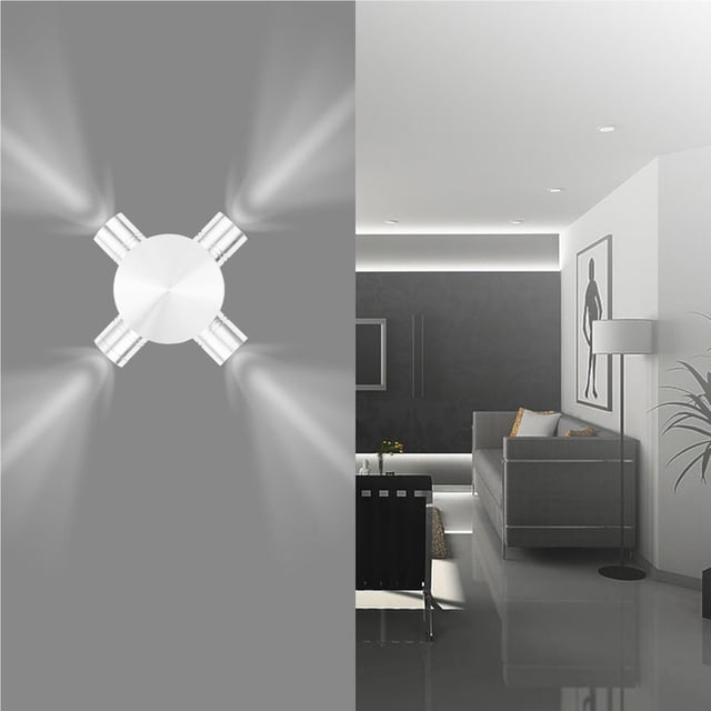 Moderna Lámpara Led De Pared De 4 Colores, Lámpara De Techo De Aluminio, Decoración Para Interiores Y Exteriores, 4 Cabezales, 4 W, Ca 85-265 V Vogacara HA024782-02