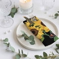 thumbnail image 3 of Cloth Napkins Set of 8 - 20x20 Inches, Yellow Sunflowers Washable Reusable Table Napkins, Farmhouse Floral Leaves Butterfly Black Soft & Absortbent Dining Napkin for Party Wedding Hotel Restaurant, 3 of 8
