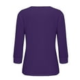 thumbnail image 6 of yunLCZ Ladies Blouse Women's 3/4 Length Sleeve Tops V Neck Basic Tee Solid Color Shirts Blouse Tops Women's Blouse T Shirt Breathable casual blouse loose fit, 6 of 7