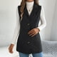 thumbnail image 1 of Chaquetas y abrigos casuales sin mangas y sin capucha para mujer, de color liso, informales, para otoño/invierno, con botones y cuello vuelto, chaquetas, camisa de poliéster para mujer, 1 of 8