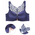 thumbnail image 6 of LISTHA Women Wire-Free Push Up Bra Seamless Front Closure Lace Butterfly Daily Bra Royal Blue 3680B, 6 of 9