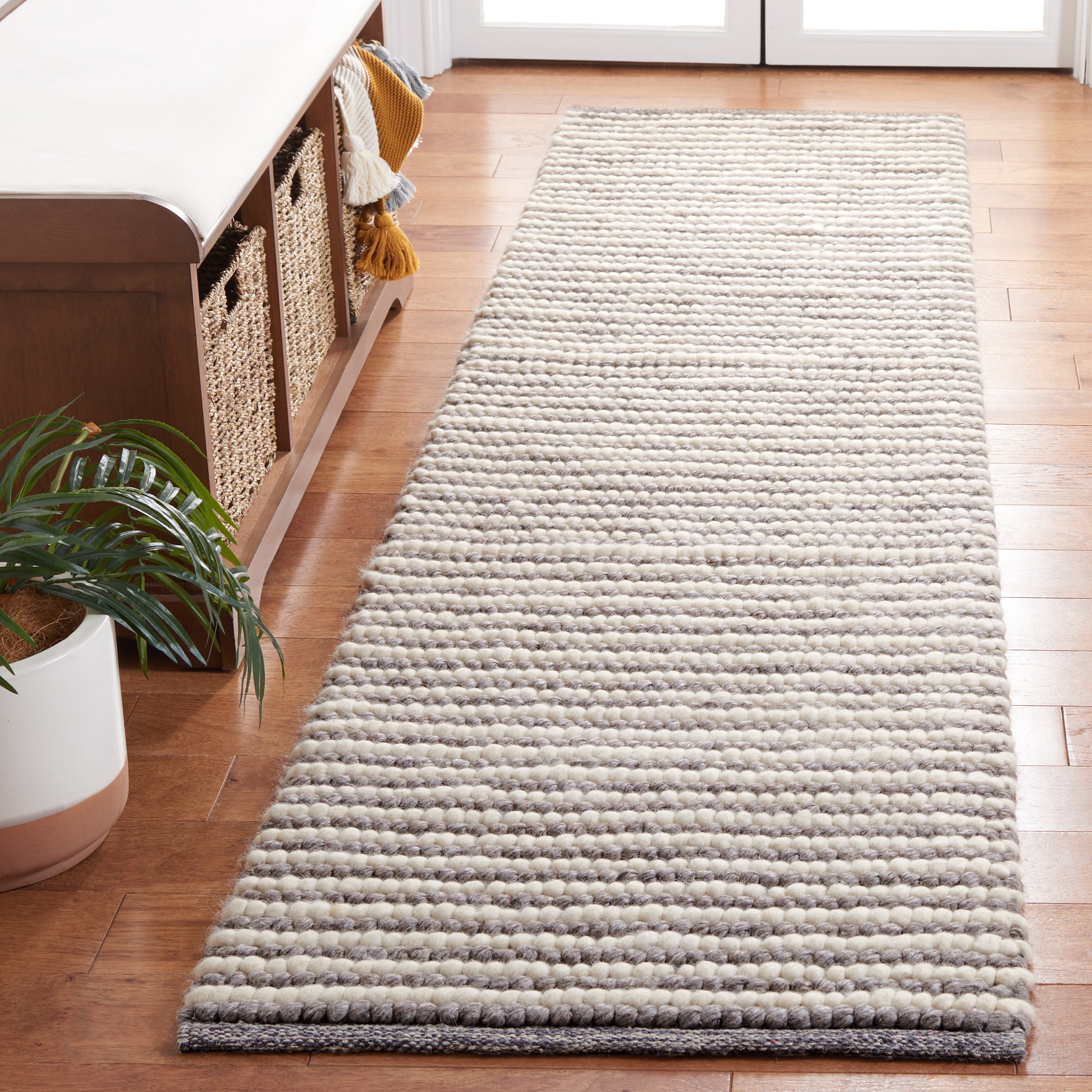 SAFAVIEH Martha Stewart Natura Striped Runner Rug, Ivory/Dark Brown, 2'3" x 9'
