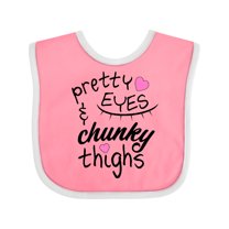 Inktastic Pretty Eyes and Chunky Thighs Pink Hearts Boys or Girls Baby Bib