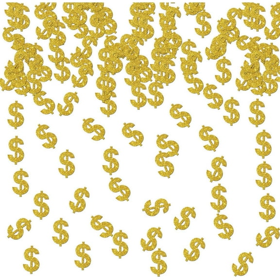 120pcs Dollar Sign Confetti, American Dollar for Casino Wedding Birthday Festival Party Decoration, Light Up Your Casino Party Table Scatter, Gold Glitter
