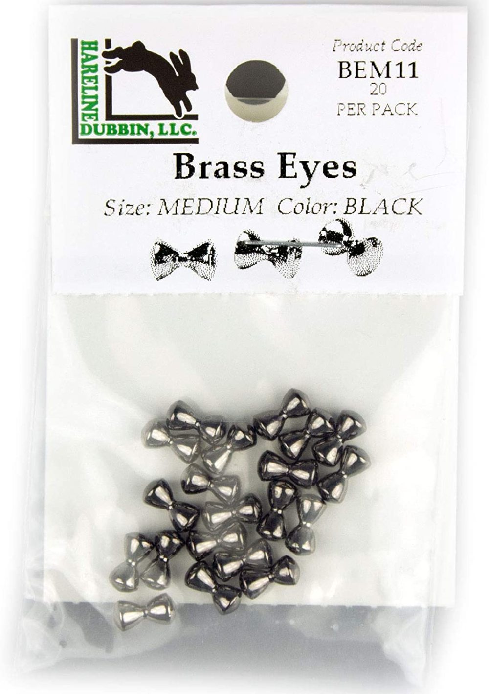 Hareline Brass Dumbbell Eyes Small Black
