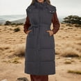 thumbnail image 2 of Winter Jackets for Women Women Long Waist Flattering Vest For Hooded Knee Length Quilted Gilet With Drawstring Ties Winter Coats for Women, 2 of 5
