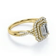 thumbnail image 4 of JeenMata Certified - Infinity Design - 1.75 Carat Emerald Cut Moissanite - Dual Halo Cluster Engagement Ring - 18K Yellow Gold Plating over Silver, 4 of 7