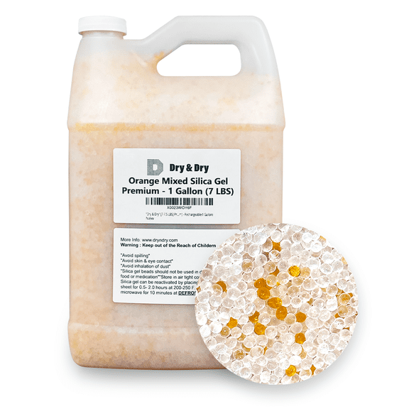 1 Gallon "Dry & Dry" Orange & White Mixed Indicating Silica Gel Beads (Industry Standard 3-5 mm), 3D Printer Desiccant - Reusable(7-7.5 LBS)