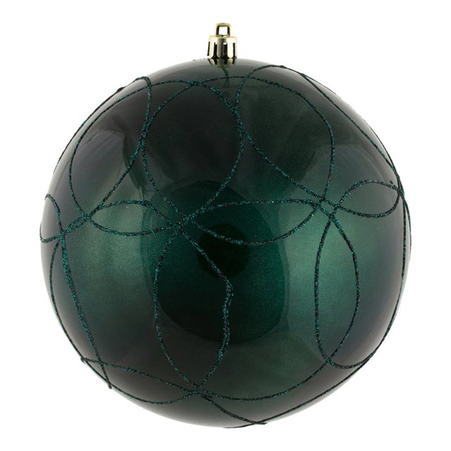Vickerman 6" Circle Glitter Pattern Ornaments in Candy Sea Blue (Set of 3)