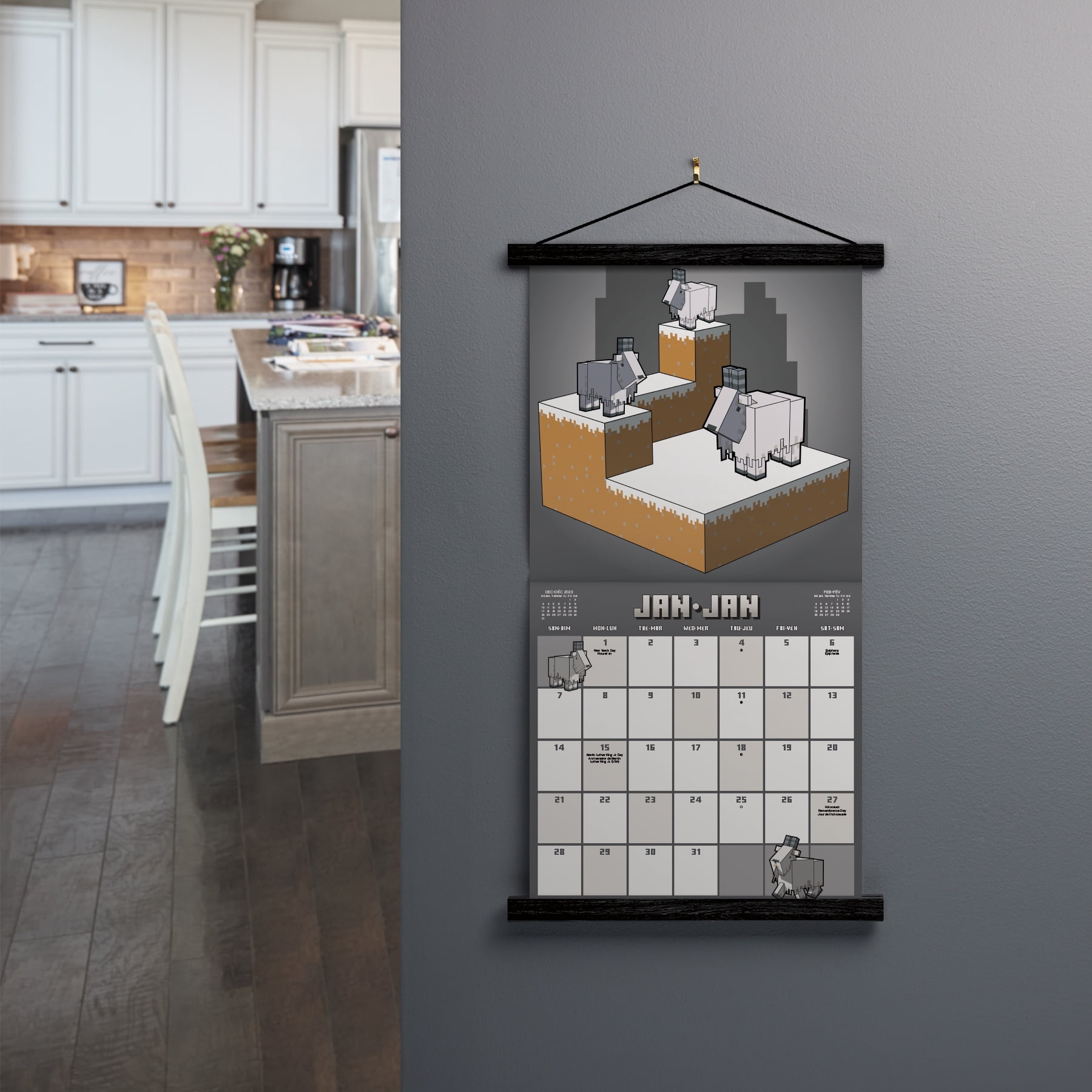 Trends International 2024 Minecraft Wall Calendar & Magnetic Frame