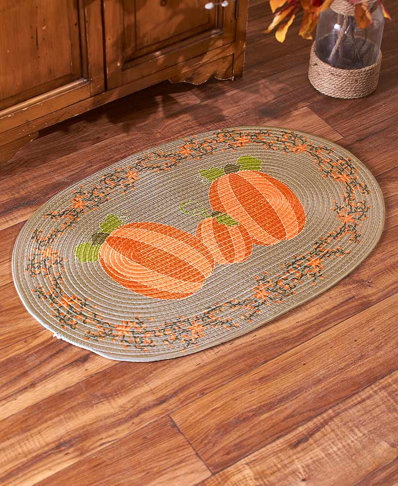 20 x 30" Pumpkin Patch Accent Rug for Autumn Harvest Decor