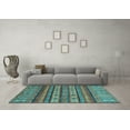 thumbnail image 3 of Ahgly Company Indoor Round Abstract Light Blue Modern Area Rugs, 7' Round, 3 of 4
