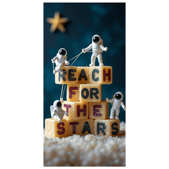 Astronauts Theme Ice Block Style Banner Reach Stars Backdrop Party Decorations Photography Props Background for Celebration Event Decor Backdrop Party Supplies Festival Decor