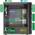 thumbnail image 4 of Chassis pre-installed with 4 fans, gaming computer chassis, with diamond-shaped mesh front face and tempered glass side panels, 3.0 airflow mid-tower chassis, 621, 4 of 5