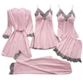 thumbnail image 1 of Gibobby traviesa Lencería Sexy Conjunto de pijama con , ropa de dormir, pijama Sexy de encaje de satén sedoso para mujer, conjunto de 5 uds,(Rosa, L), 1 of 5