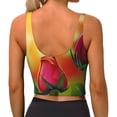 thumbnail image 3 of Haiem Rose Psychedelic Pattern Womens Sports Bra - U Neck Padded Low Impact Yoga Bra Workout Crop Top Gym Moisture-Wicking Workout Vest -Large, 3 of 9