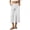 White, variant on cocolona Womens Summer Casual Beach Capri Pants Elastic Button Waist Straight Wide Leg Lounge Cropped Pants with Pockets