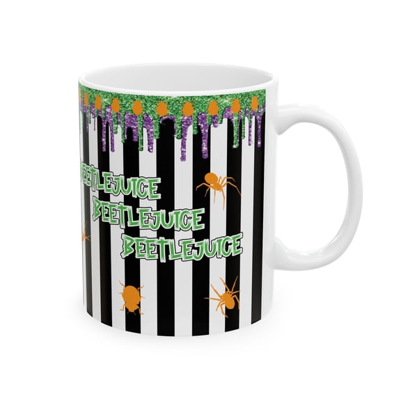 Beetlejuice Coffee Mug, Halloween Movie Ceramic Mug 11oz or 15oz White Cup