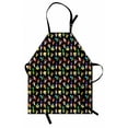 thumbnail image 1 of Sugar Skull Apron, Funny Cheerful Mexican Skulls with Different Hats Flowers and Stars, Unisex Kitchen Bib with Adjustable Neck for Cooking Gardening, Adult Size, Black and Multicolor, by Ambesonne, 1 of 4
