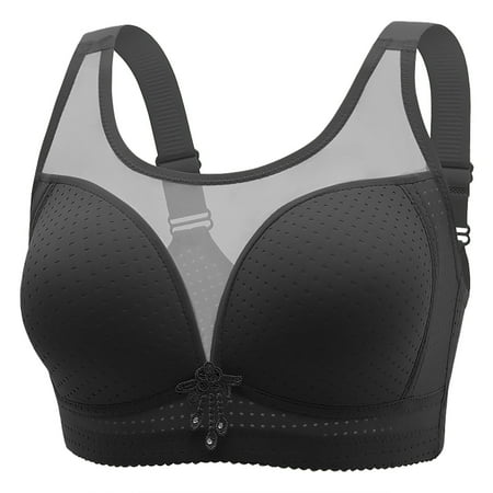 Ice Silk Bra  Comdrip Women Lace Back Button Shaping Cup Adjustable Shoulder Strap Large Size Underwire Bra Womens Bras No Underwire Full Support Black 40