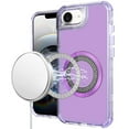 thumbnail image 2 of For iPhone 17E / 16E / SE4 Magnetic Ring Circle Bling Chrome 3in1 Hybrid Case - Purple, 2 of 3