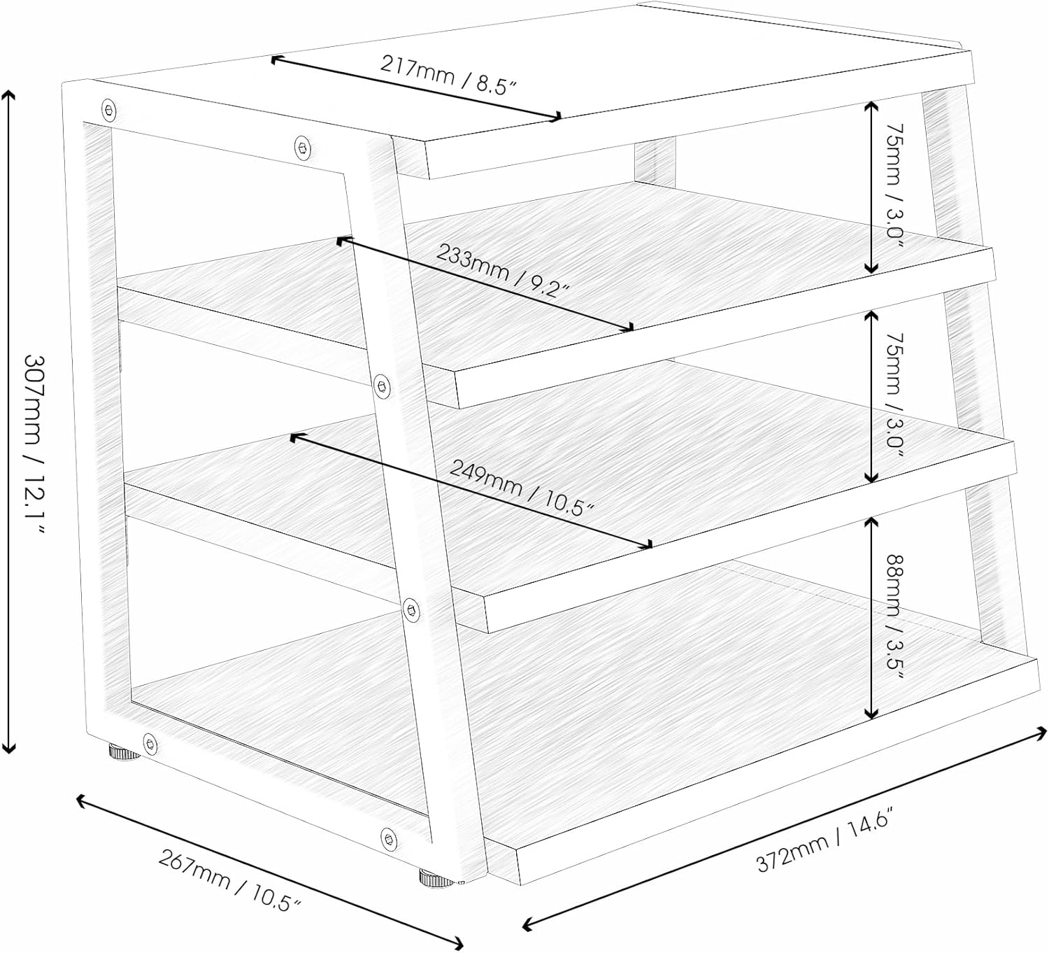Fenge 4-Tier Desktop Shelf Organizer with Wood and Metal Storage, Black