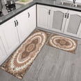 thumbnail image 3 of Vintage Dark Brown Pattern Boho Rugs and Mats Non Skid Washable Absorbent Microfiber Soft Kitchen Mat for Floor Set Of 2 Decor Stain Resistant 17"x47"+17"x30", 3 of 7