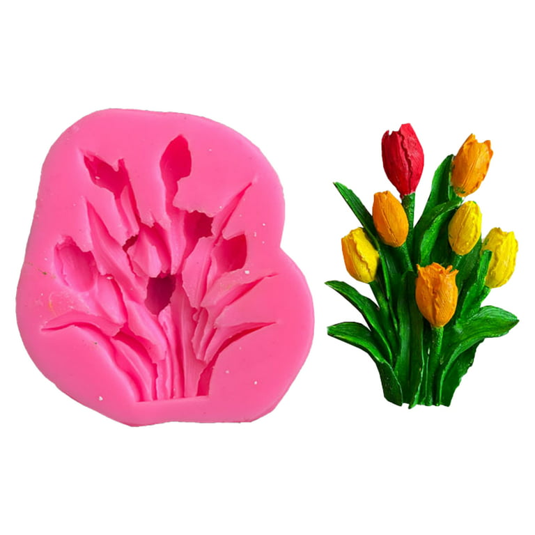 Two-part tulip shape clear silicone earrings mold - drop earrings mold