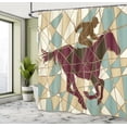thumbnail image 5 of Ambesonne Mosaic Shower Curtain, Stable Jockey Silhouette, 69"Wx70"L, Purple Pale Brown Teal, 5 of 5