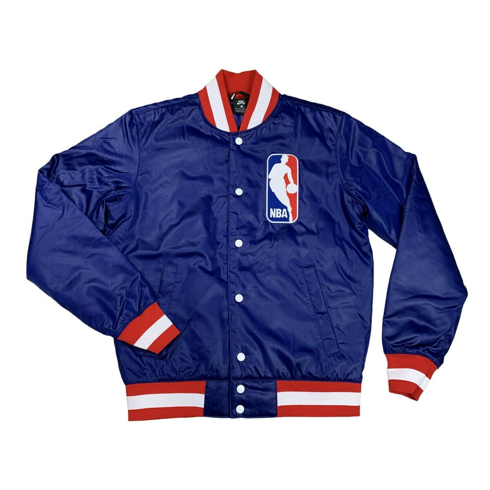 Nike Nike SB Mens NBA Snap Front Satin Bomber Jacket White/Blue