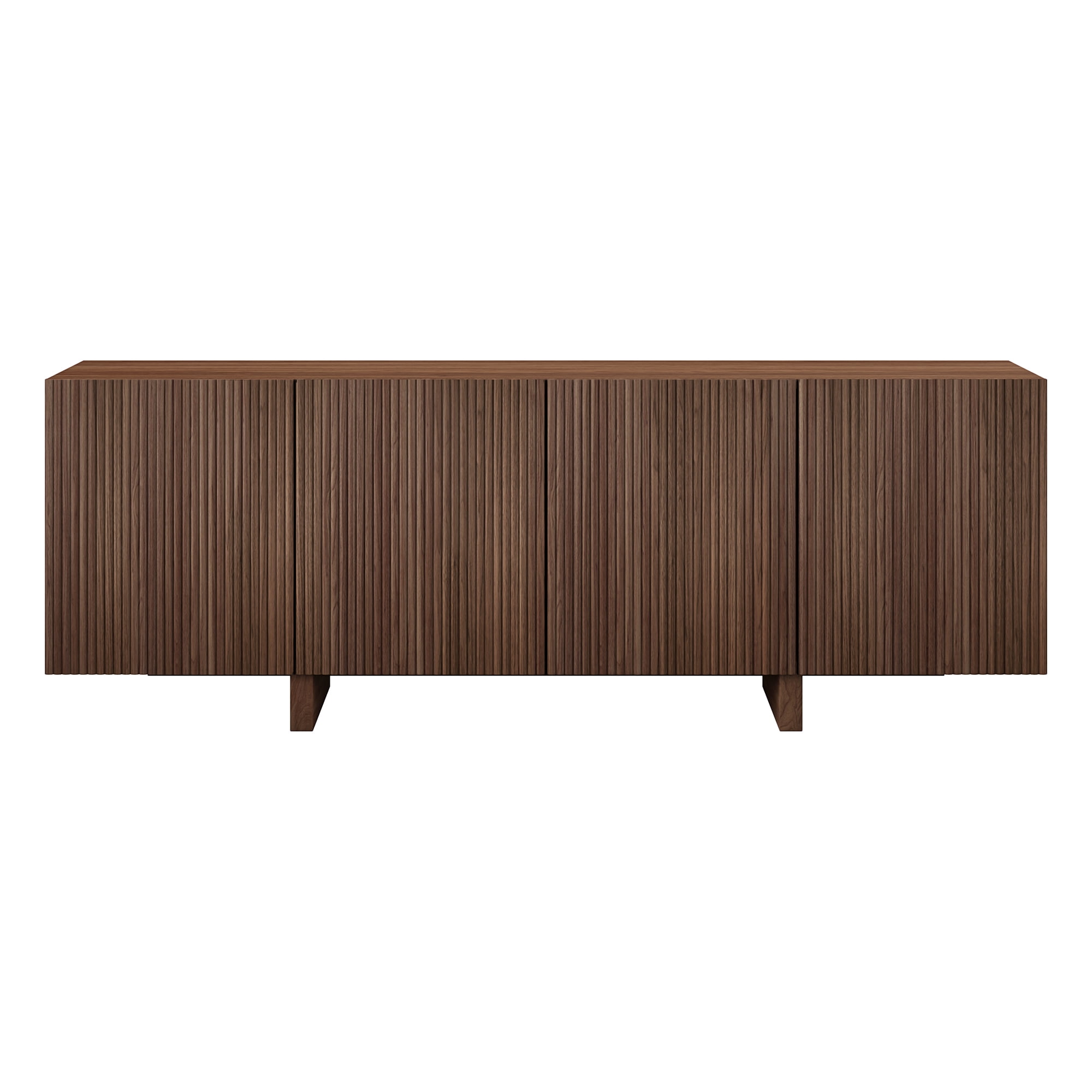 Evelyn&Zoe Harold Rectangular Fluted TV Stand for TV's up to 75" in Satin Walnut