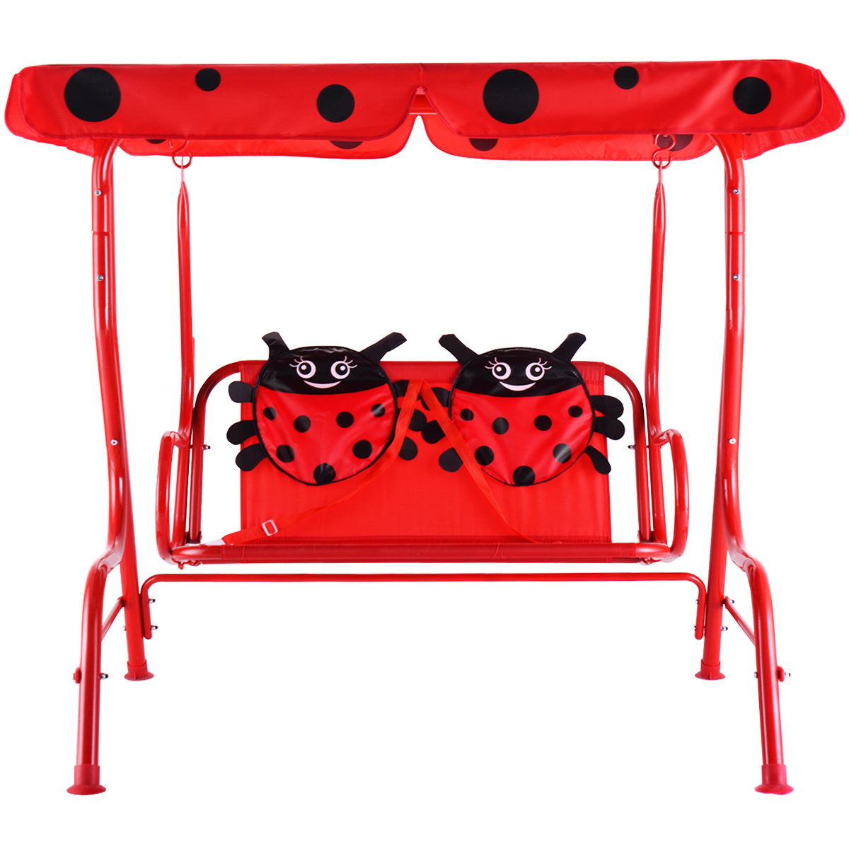 Costway Kids Patio Swing Chair Children Porch Bench Canopy 2 Person Yard Furniture red - image 3 of 10