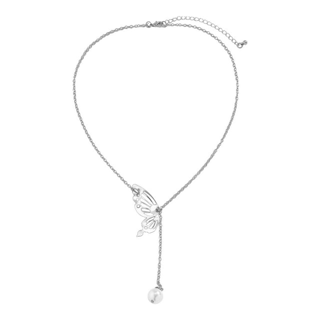 Personalidad de imitación de perlas colgante temperamento espalda cadena de la gente pequeña versátil collar geométrico