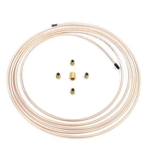 The Stop Shop 15 Ft Roll of 3/16" (.028" Wall) Copper/Cupronickel Brake Line Tubing with fittings & union