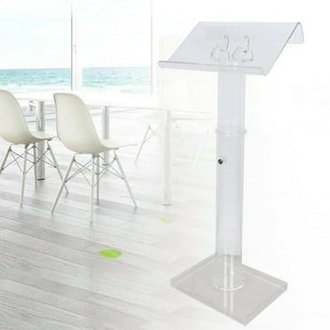 Miumaeov Clear Podium Stand Acrylic Pulpits Height Adjustable for Classroom Churches
