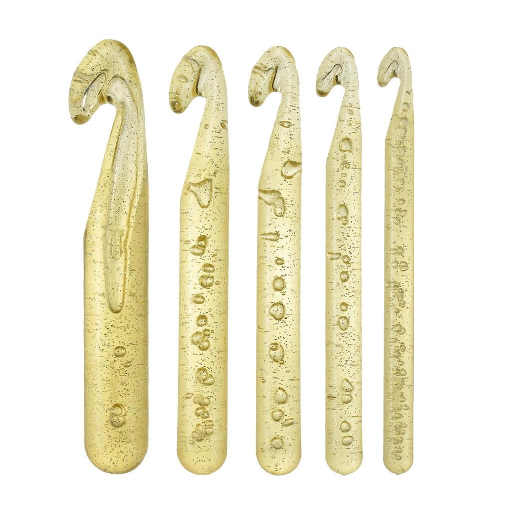 5pcs Translucent Crochet Hook Set Shawl Blanket Yarn Handcrafted Knitting Hook Beginner Kit