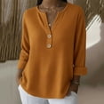 thumbnail image 2 of RongHuan Waffle Tops for Women Button Down V Neck Henley Shirt Fashion Long Sleeve Shirts Dressy Casual Tunics T-Shirt, 2 of 6
