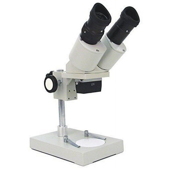 Vision Scientific Binocular Stereo Microscope, 2X Objective, Paired 10X WF Eyepiece, 20X Magnification, Post-Mounted Stand, Ambient Illumination