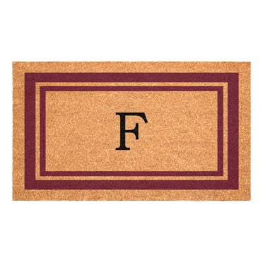 Burgundy Border Monogram Doormat (Letter F)
