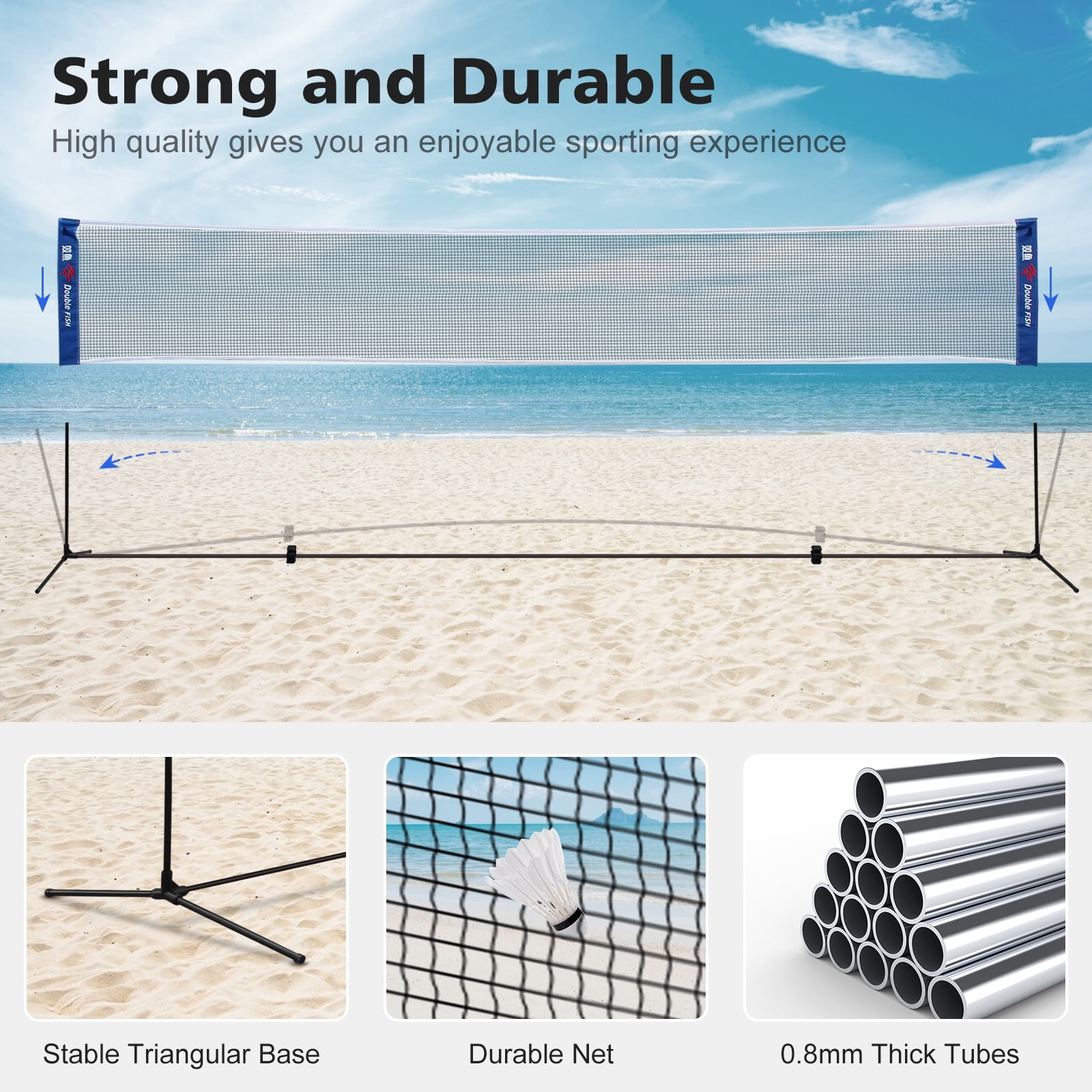 Versatile Portable Badminton Net, Foldable, Standard Size For Indoor & Outdoor Sports, Ideal For Volleyball & Tennis Training